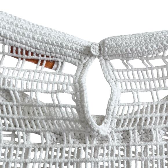 Tory Burch Ivory Open Knit Crochet Lace Short Sleeve Top Size Medium - Picture 9 of 14